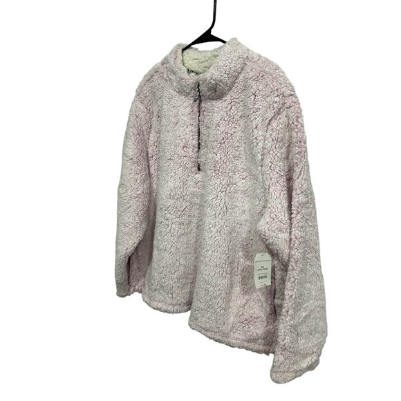 Time And Tru Plus Snow Tipped Pink Fleece Jacket With Half-Zip Sz 3X - Picture 3 of 10